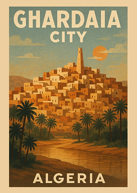 Ghardaia City, Algeria Travel Poster