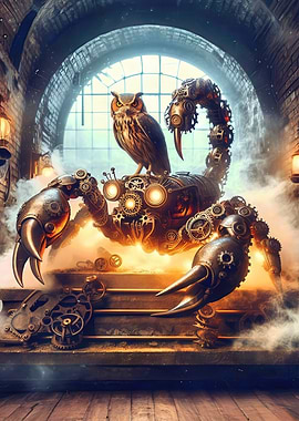 Steampunk Owl Scorpion Machine