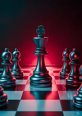 Chess King Surrounded by Pawns