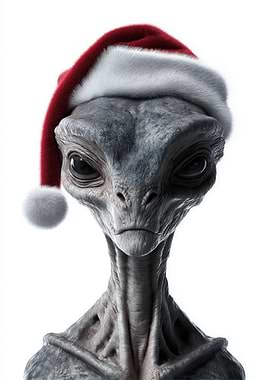 Grey Alien Christmas Portrait