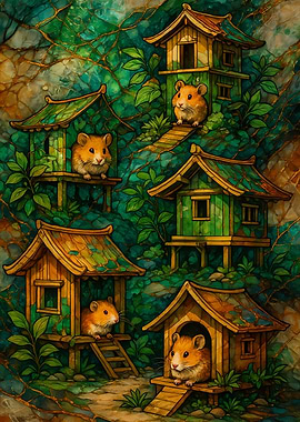 Abstract Fantasy #60 - Hamsters in Japanese-style Houses
