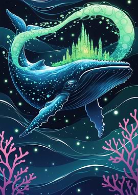 Whale with Castle Fantasy Art