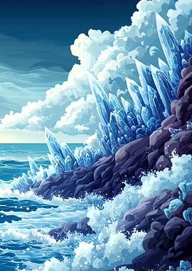 Crystal Coastline Fantasy Landscape