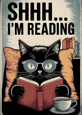 black Cat Reading Book