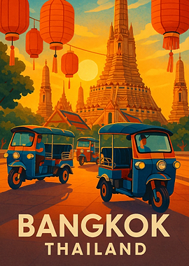 Bangkok Thailand Travel Poster