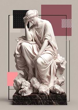 Classical Statue with Geometric Overlay