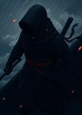 Hooded Ninja in the Rain