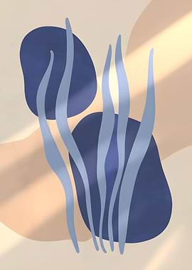 Abstract Blue Shapes and Lines Art