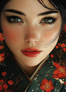 Close-up of a Geisha's Face