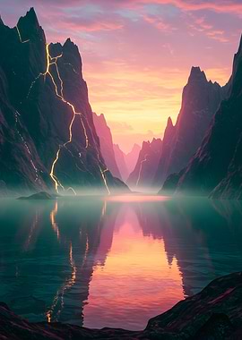 Mountain Lake at Sunset