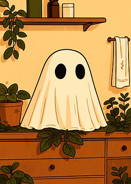 Cute Ghost with Plants