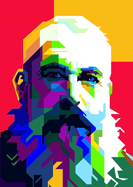Claude Monet Colorful Portrait Illustration