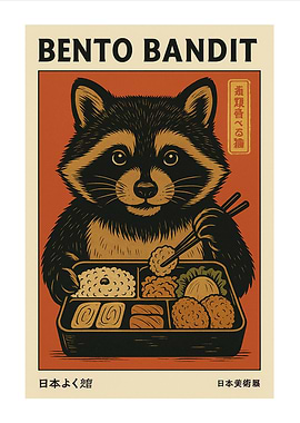 Bento Bandit Raccoon Illustration