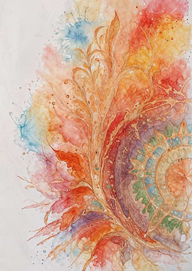 Watercolor Abstract Floral Design