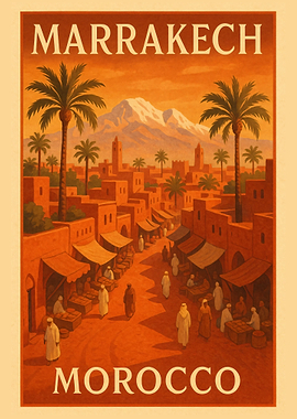 Marrakech, Morocco Travel Poster