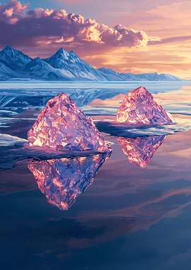 Ice Crystals on Frozen Lake