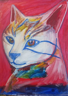 Colorful Cat Portrait Painting