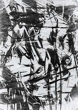 Pop Art Inversions Abstract Black and White Ink Drawing