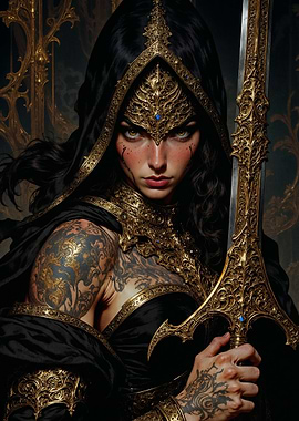 Warrior Queen with Golden Sword