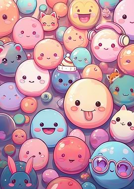 Cute Kawaii Faces Background