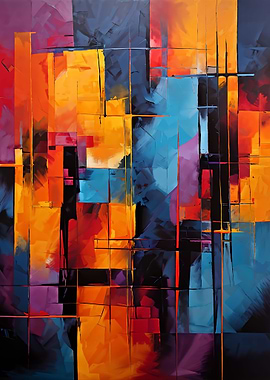 Abstract Colorful Geometric Painting