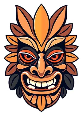 Cartoon Tiki Mask Illustration