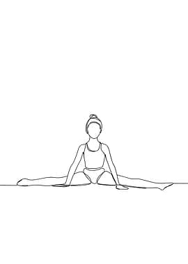 Gymnast in Splits Minimalist Line Art