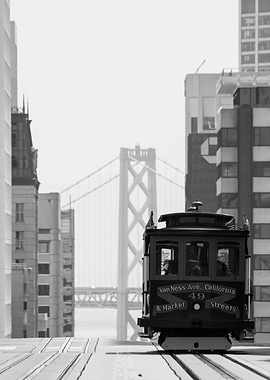 San Francisco Cable Car Black and White