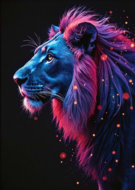 Neon Lion Portrait