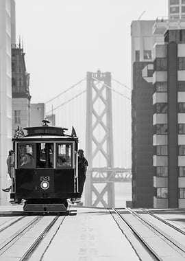 San Francisco Cable Car in Black and White