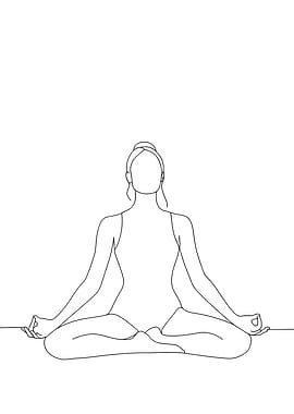 Woman in Lotus Position Minimalist Line Art