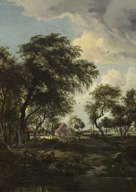 Dutch Landscape Painting with Figures