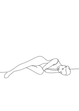 Minimalist Line Art: Reclining Woman
