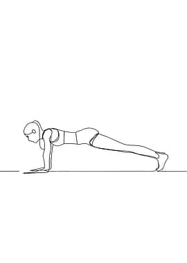Woman in Plank Position Minimalist Line Art