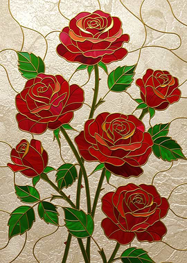 Stained Glass Red Roses