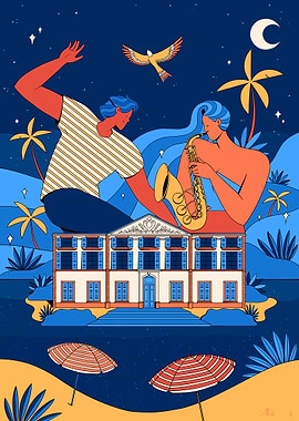 Tropical Night Music Illustration