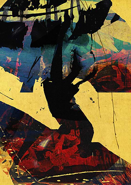 Abstract Nature with Yellow, Black and Red