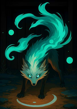 Mystical Fox with Glowing Tail