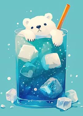 Polar Bear in Blue Soda