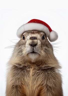Festive Olympic Marmot in Santa Hat