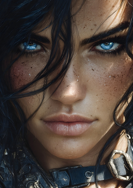 Intense Gaze of a Warrior Woman