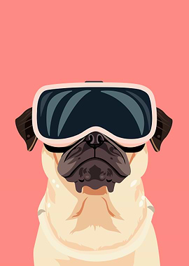 Pug with VR Headset