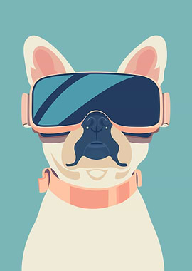 Dog with VR Goggles
