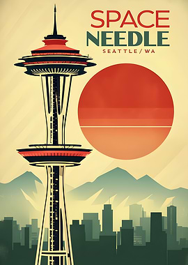 Space Needle Seattle Poster