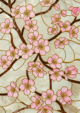 Cherry Blossom Stained Glass Pattern