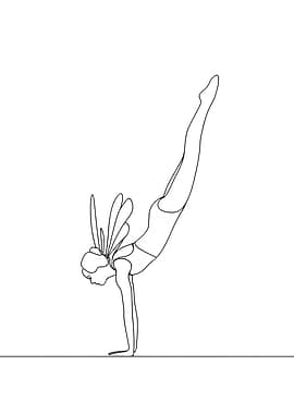 Fairy Handstand Minimalist Line Art