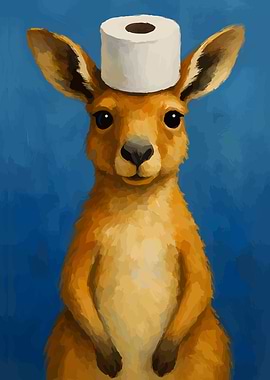 Kangaroo with Toilet Paper Hat