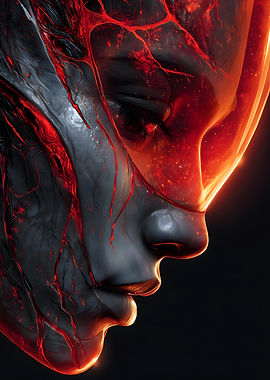 Abstract Face with Veins and Glow