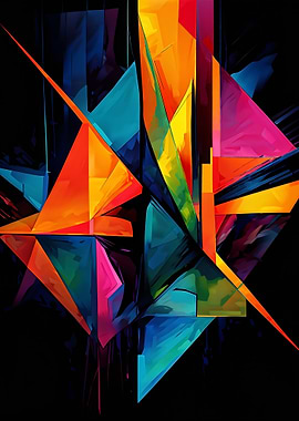 Colorful Abstract Geometric Shapes on Black