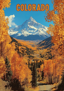 Autumn in Colorado Vintage Mountain Travel Poster